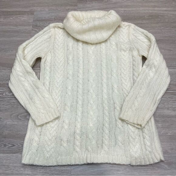 Jones New York Sport White Cowl Turtleneck Mohair Sweater Cable knit classic fit - Picture 3 of 5